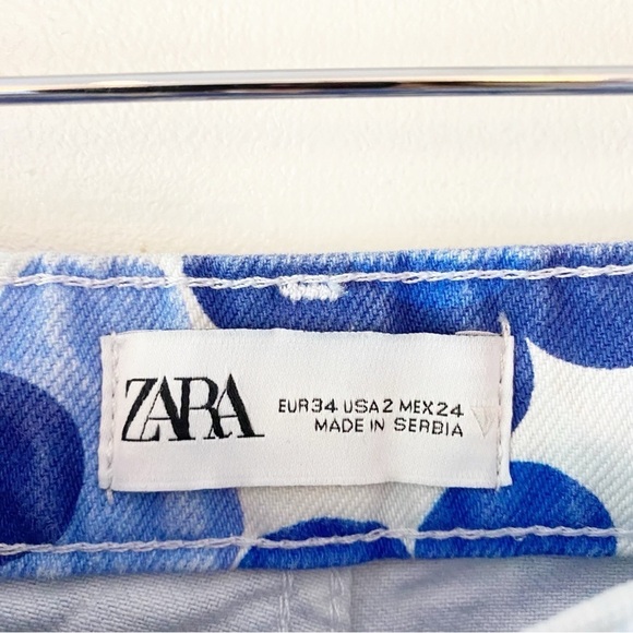ZARA Blue Daisy Straight Leg Jeans Retro - Picture 10 of 11
